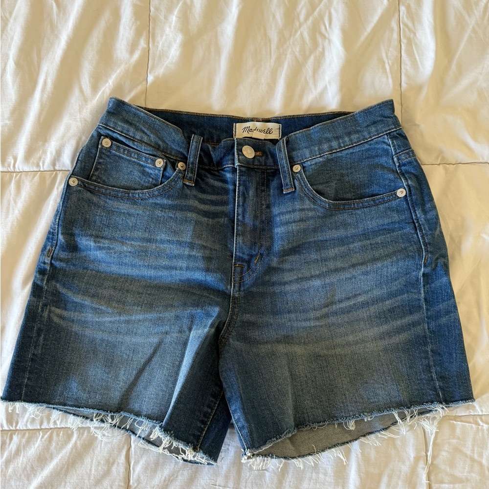 Madewell Blue Jean Shorts with Frayed Hem